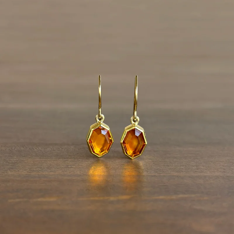 Women's beaded earrings-Citrine Tablet Earrings