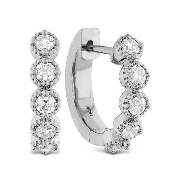 Women's sun earrings-Hearts On Fire .32-.37ctw Diamond Bar Huggie Earrings in 18K White Gold