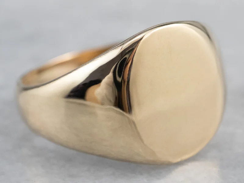 Women's gift rings-Unisex Plain Gold Signet Ring