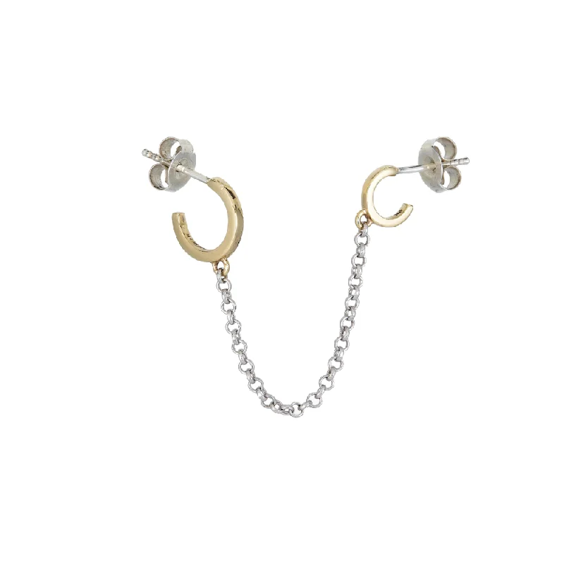 Women's charm earrings-ORB TWO TONE HUGGIES