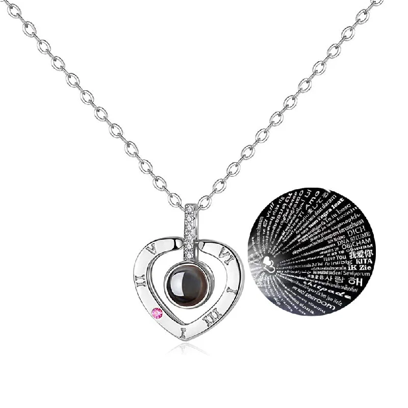 Women's ruby necklaces-100 Languages I Love You Nano Projection Necklace | Romantic Gifts