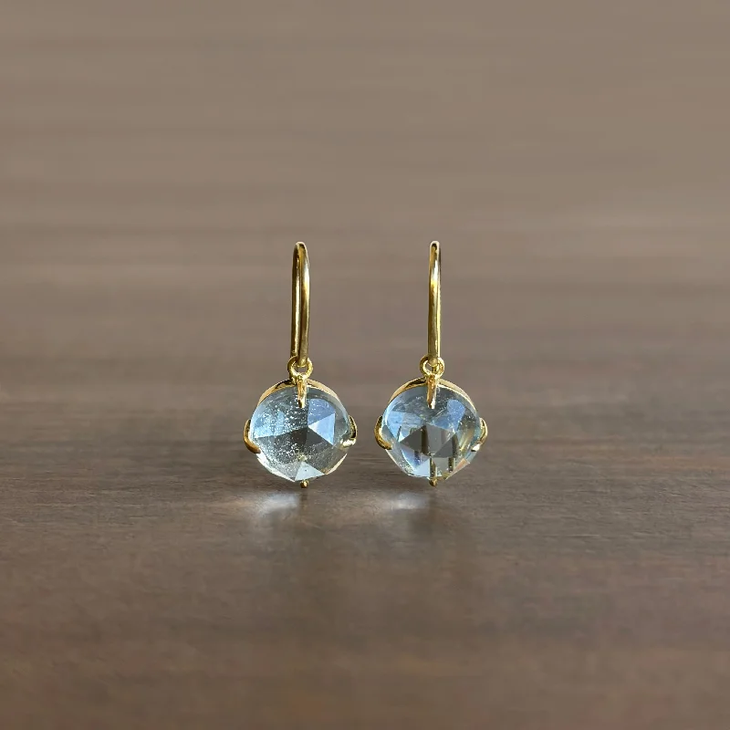 Women's hypoallergenic earrings-Rose Cut Aquamarine Earrings