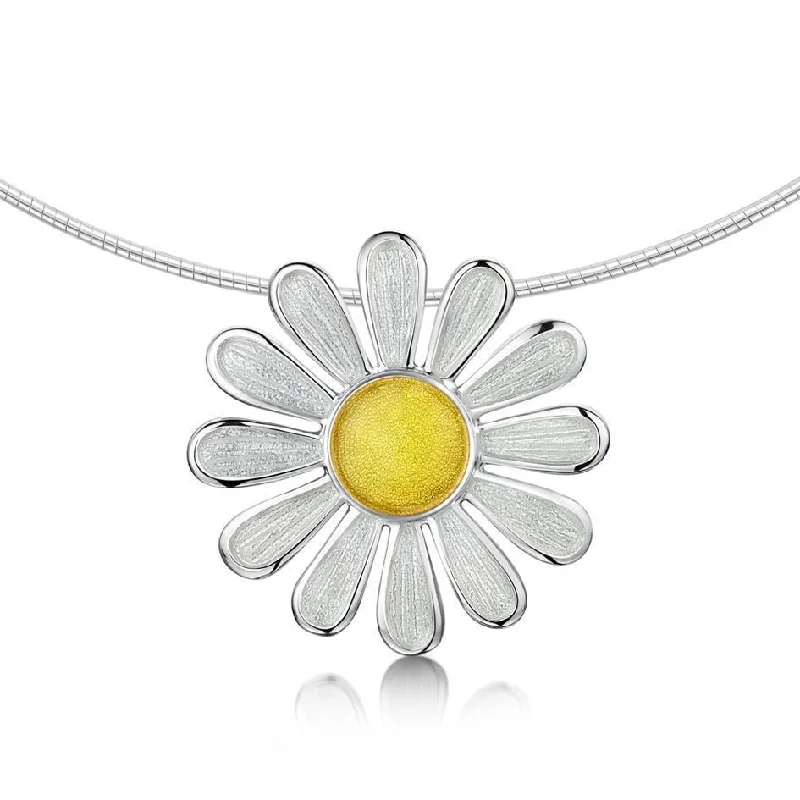 Women's silver-plated necklaces-Daisies at Dawn Necklet - ENXX233