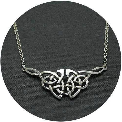 Vintage women's necklaces-Silver Celtic Necklace - C55