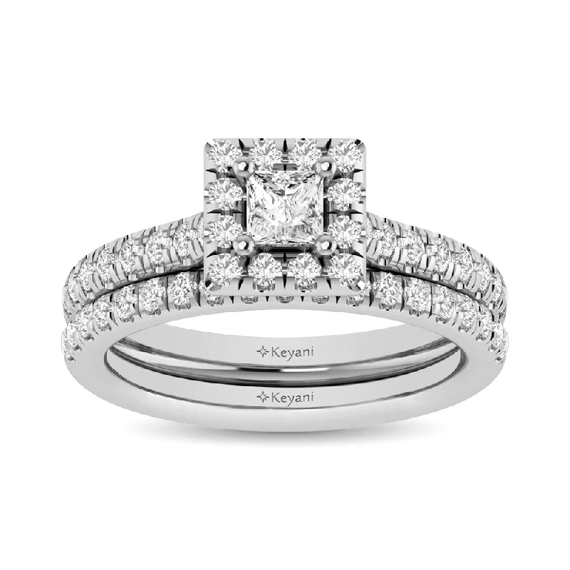 Women's titanium rings-14KT White Gold 1Ct.Tw. Diamond keyani Bridal Ring