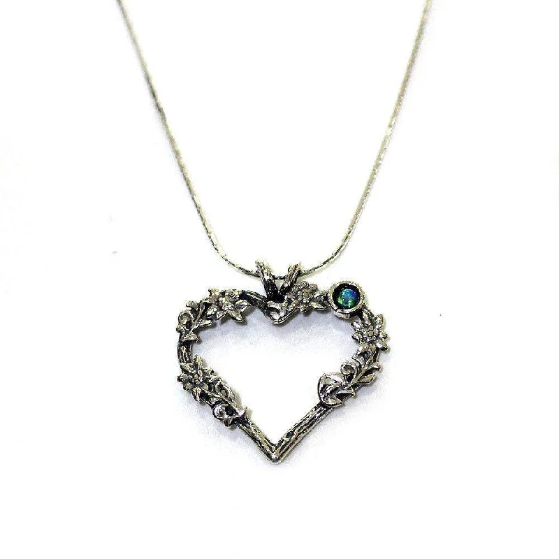 Women's sun necklaces-Sterling Silver & Opaline Heart Necklace - N5185