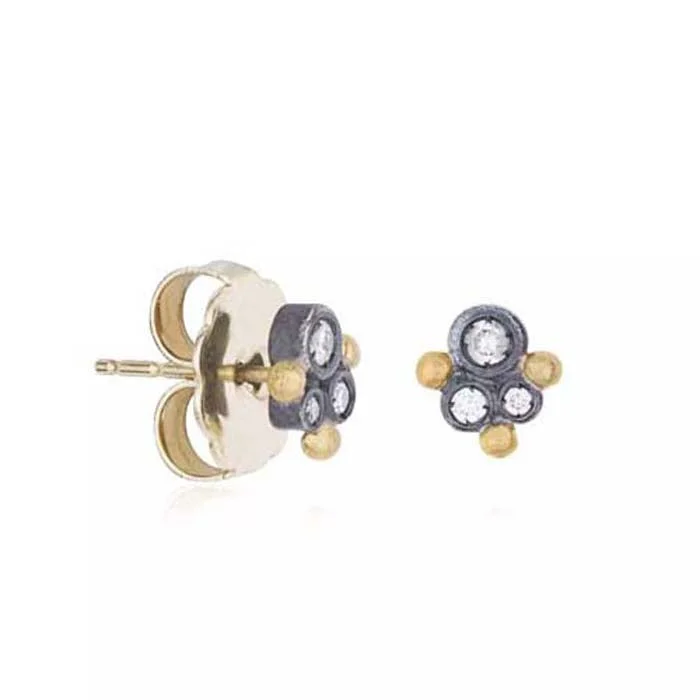 Women's fashion earrings-Lika Behar Dylan Earrings with Diamonds in 24K Yellow Gold and Oxidized Sterling Silver