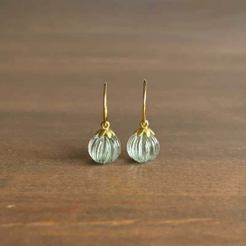 Women's stainless steel earrings-Prasiolite Lotus Earrings