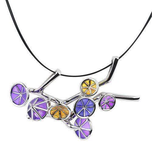 Women's photo necklaces-Silver & Enamel Designer Necklace - Ipomea