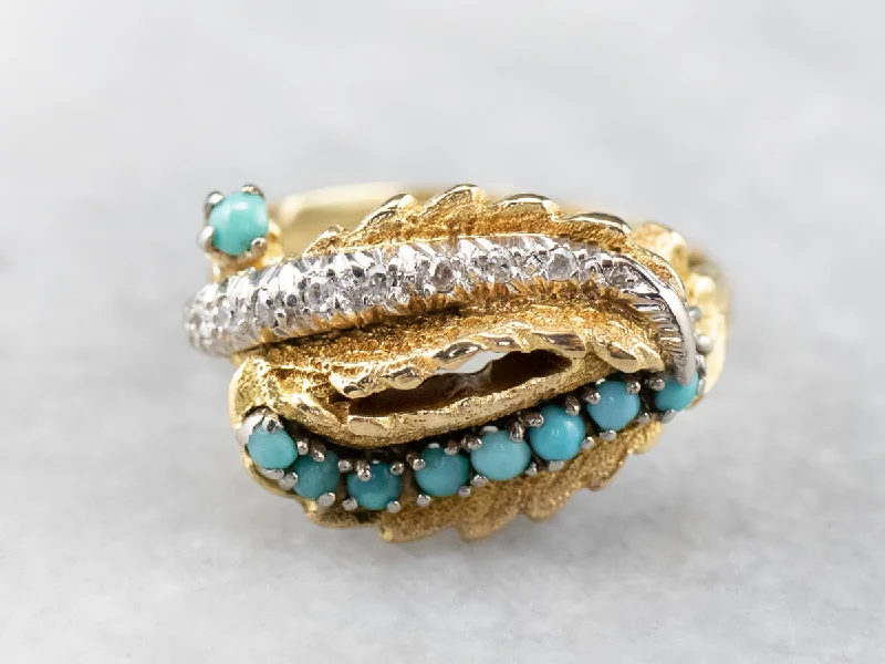 Women's family rings-Turquoise and Diamond Statement Ring