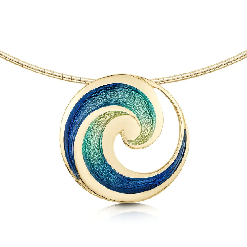 Women's zodiac necklaces-Pentland 18ct Yellow Gold and Enamel Necklace - 18Y-EN51-OCEAN