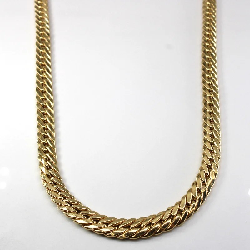 Women's luxury brand rings-Vintage Italian Yellow Gold Herringbone Chain | 17"|