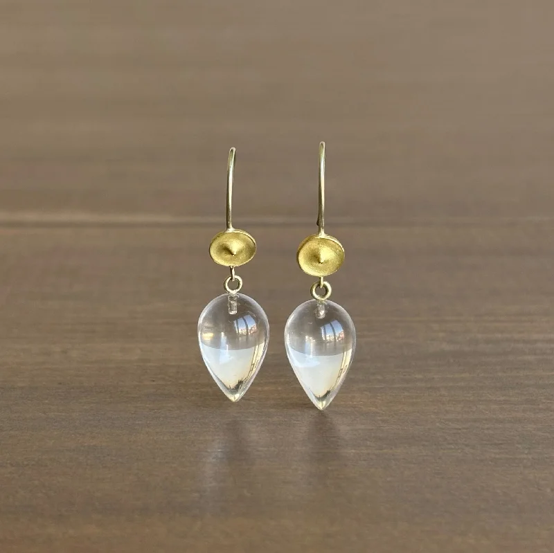 Custom women's earrings-Quartz Drop Temple Earrings