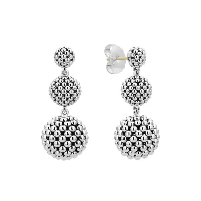 Women's seasonal earrings-LAGOS Caviar Drop Earrings in Sterling Silver