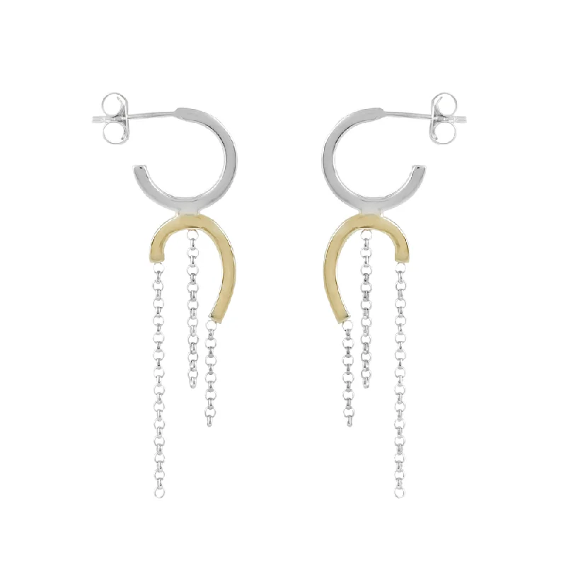 Luxury women's earrings-UDA Two Tone Gold Earrings