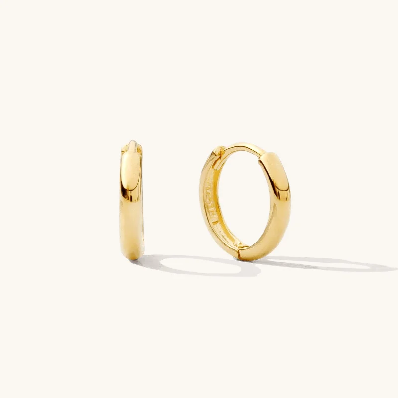 Women's ethical earrings-Huggie Hoop Earrings - 14k Solid Gold