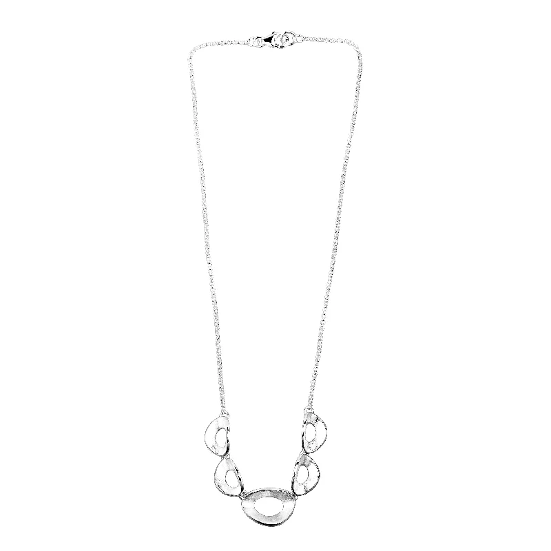 Women's luxury gift necklaces-textured silver necklace 3575