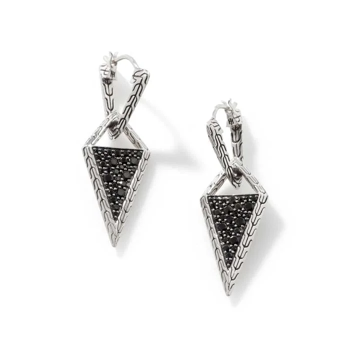 Women's gemstone earrings-John Hardy Tiga Transformable Drop Earrings with Black Sapphires and Black Spinel in Sterling Silver