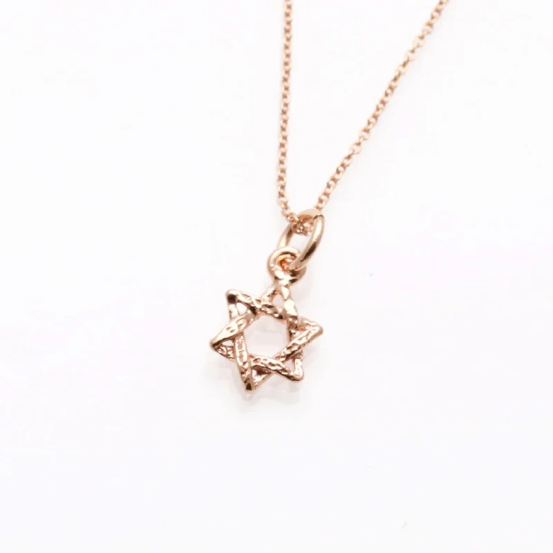 Women's pendant necklaces-14k Rose gold Petite Star of David Necklace