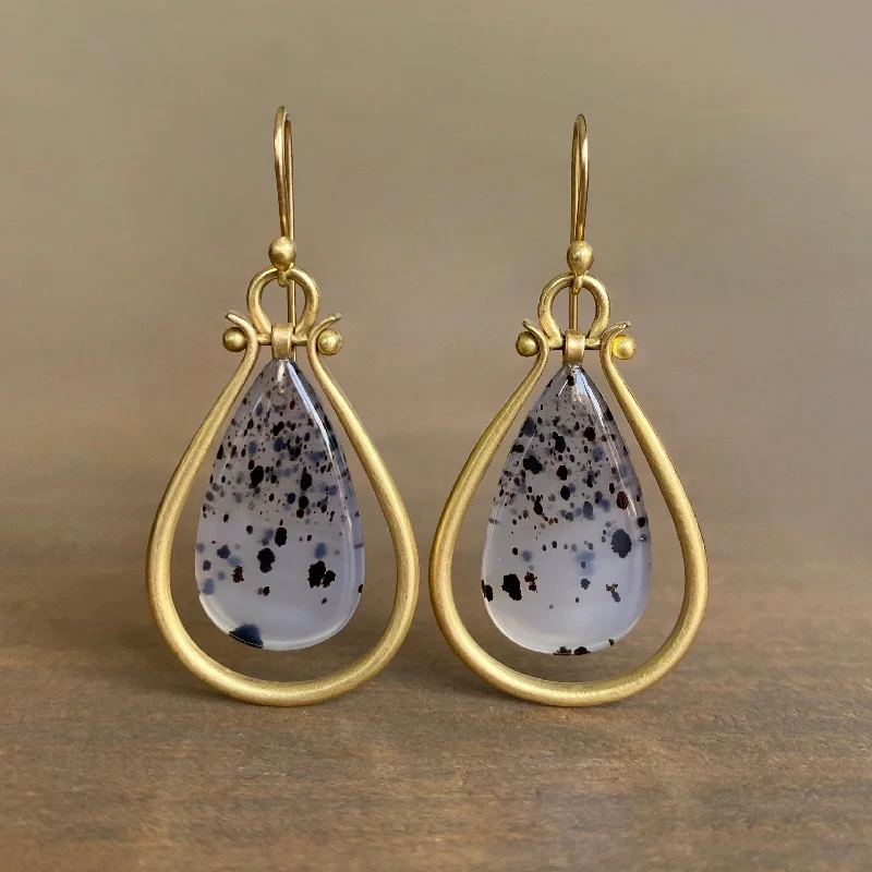 Women's waterproof earrings-Montana Agate Lyre Earrings