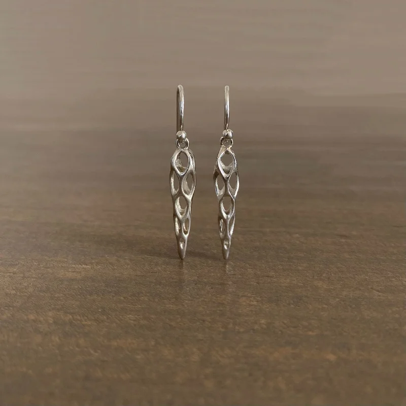 Women's birthstone earrings-Small Silver Cholla Earrings