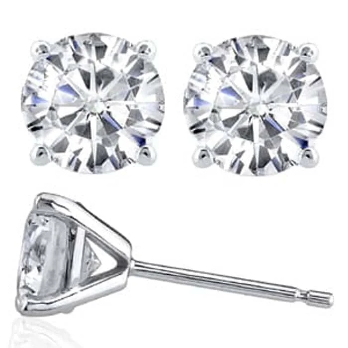 Women's crystal earrings-Mountz Collection 4.03CTW Diamond Stud Earrings in 14K White Gold