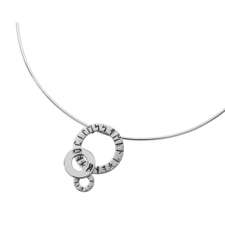 Women's diamond necklaces-Runic Triple Circle Necklace - 15032