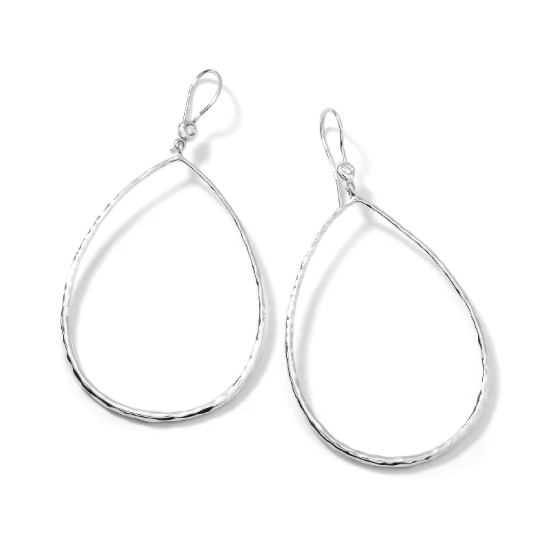 Women's everyday earrings-Ippolita Tear Drop Sterling Silver and Diamond Earrings