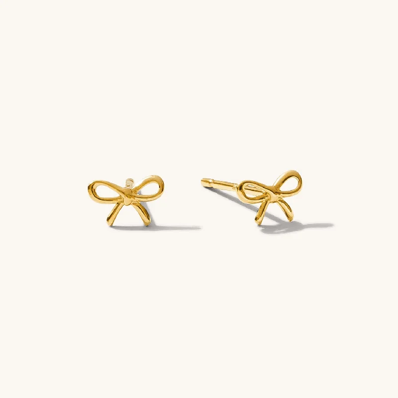 Women's eco-friendly earrings-Tiny Bow Stud Earrings