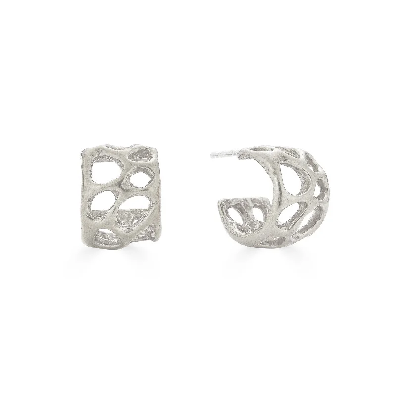 Women's limited edition earrings-Morel Mini Hoops, Silver