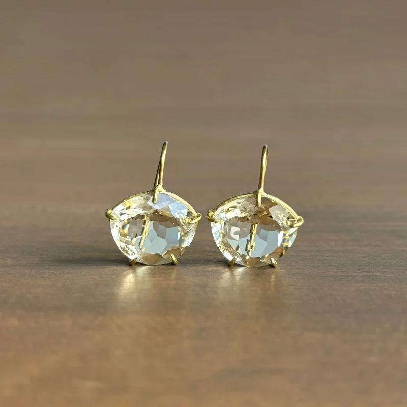 Women's art deco earrings-Lemon Citrine Petal Earrings