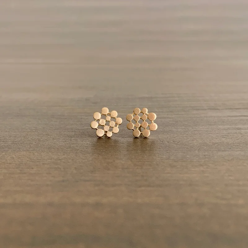 Women's formal earrings-Gold Dotted Stud Earrings