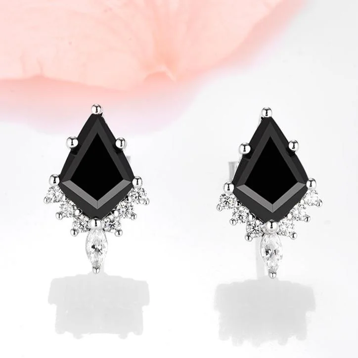 Women's pet memorial earrings-Skye Kite™  Kite Black Onyx Stud Earrings- Sterling Silver