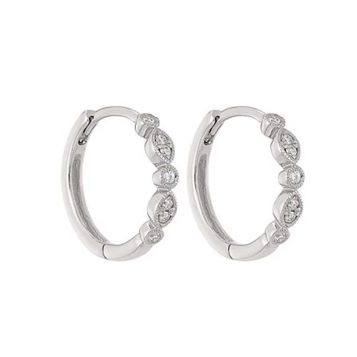 Women's luxury party earrings-Mountz Collection 1/6CTW Fancy Huggie Earrings in 14K White Gold