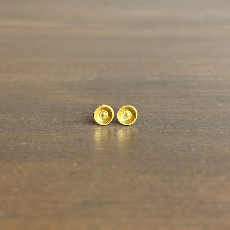 Women's bohemian earrings-Small Gold Concave Stud Earrings