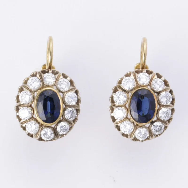 Women's evil eye rings-14k Yellow and White Gold Sapphire and Diamond Earring | 2.13ctw, 1.31ctw |