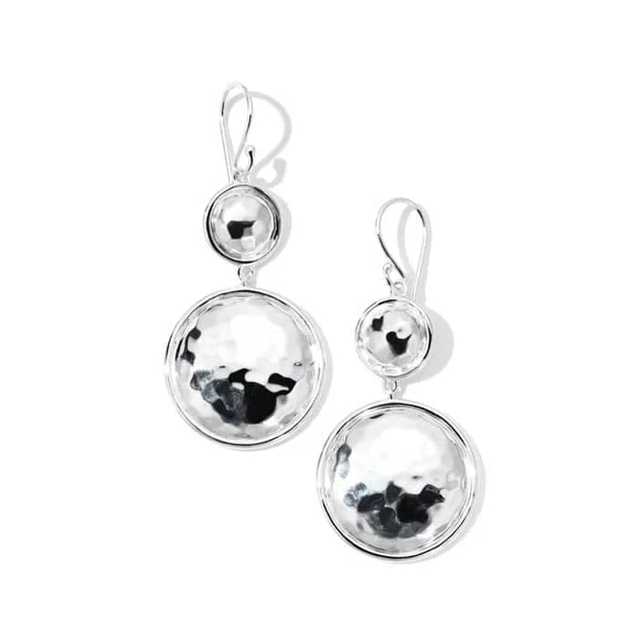 Women's luxury brand earrings-Ippolita Classico Medium Hammered Snowman Earrings in Sterling Silver