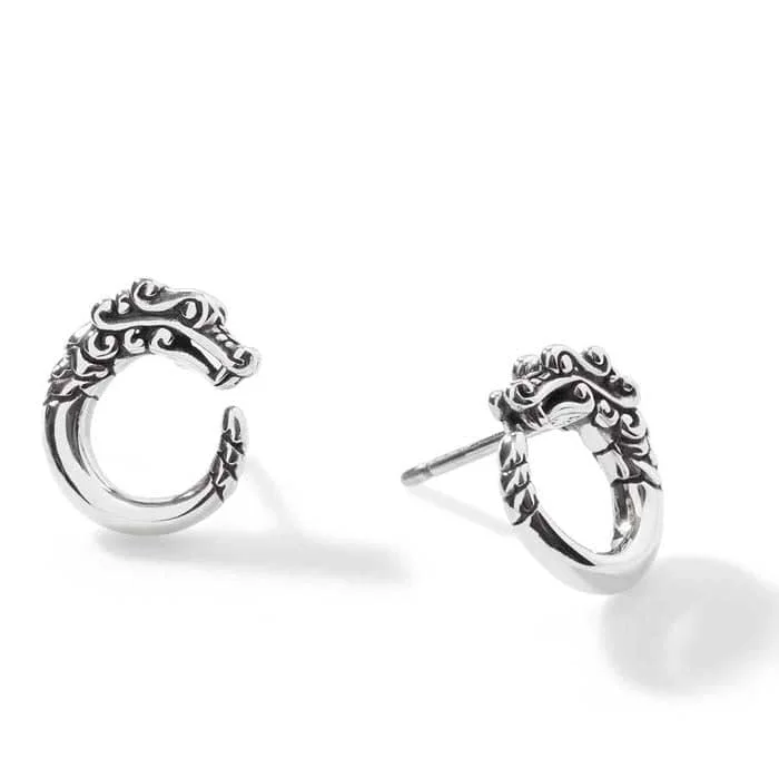 Women's statement earrings-John Hardy Legends Naga Round Stud Earrings in Sterling Silver