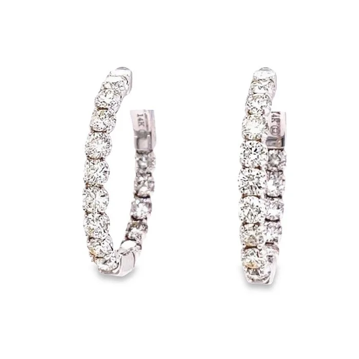 Women's spiritual earrings-Mountz Collection 2.51CTW Oval Diamond Hoop Inside-Outside Earrings in 14K White Gold