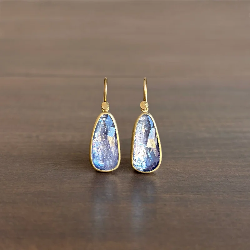 Women's sun earrings-Periwinkle Tanzanite Pebble Drop Earrings