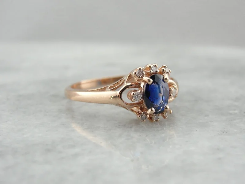 Women's engagement rings-The Sybil Ring in Rose Gold and Sapphire