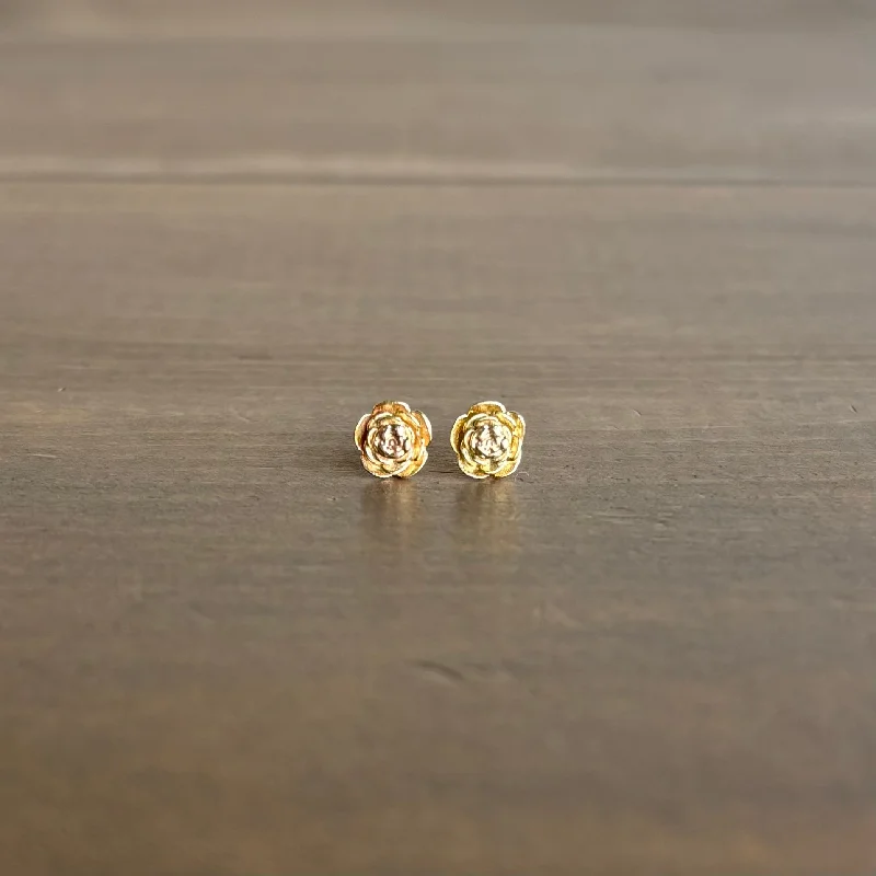 Women's elegant earrings-Medium Gold Rose Garden Stud Earrings