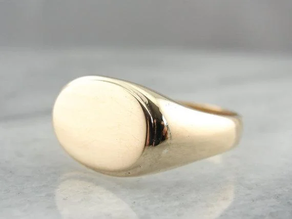 Minimalist women's rings-Yellow Gold Plain East West Signet Ring