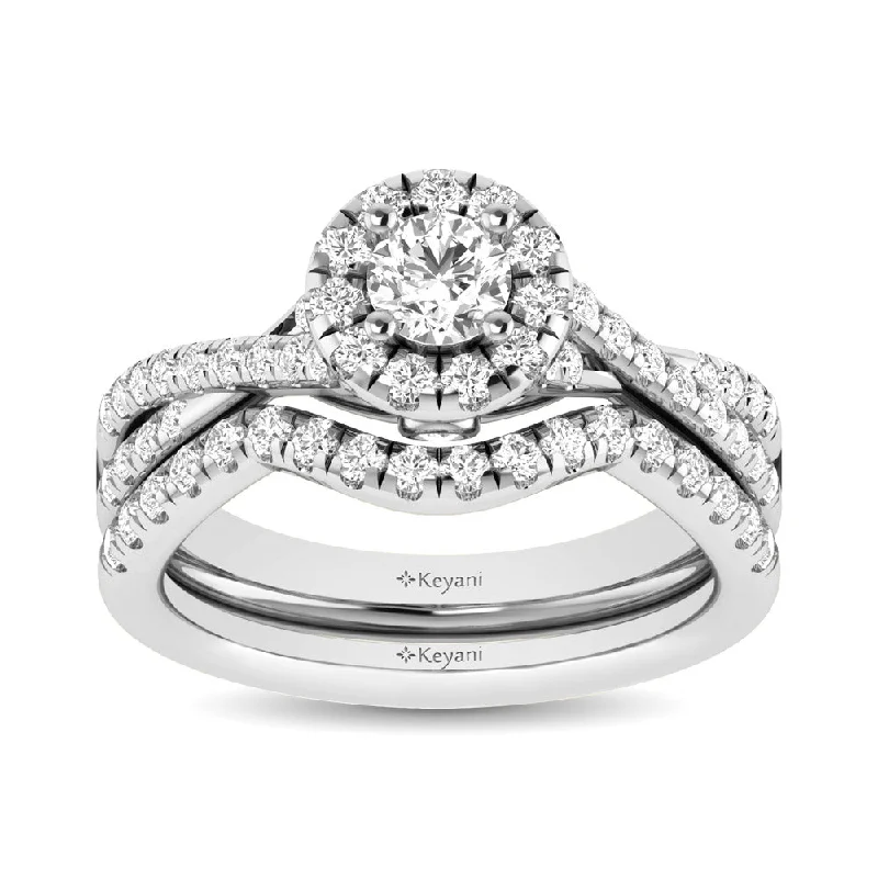 Women's engagement rings-14KT White Gold 1Ct.Tw. Diamond keyani Bridal Ring