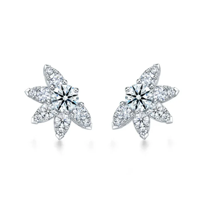 Women's bohemian earrings-Hearts On Fire Aerial Sunburst Diamond Earrings in 18K White Gold