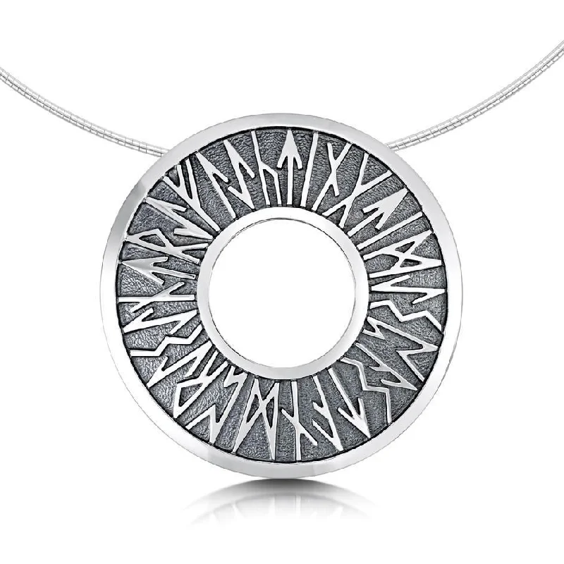 Women's initial necklaces-Sterling Silver Runic Necklace - NX34