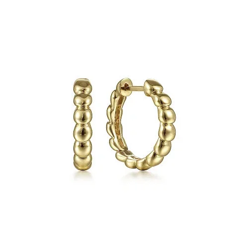 Women's vintage-inspired earrings-Gabriel & Co. Bujukan Huggie Earrings in 14K Yellow Gold