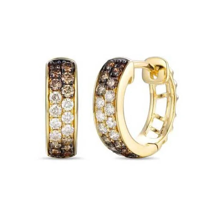 Women's travel earrings-Le Vian Huggie Earrings featuring Ombré Chocolate Diamonds in 14K Honey Gold