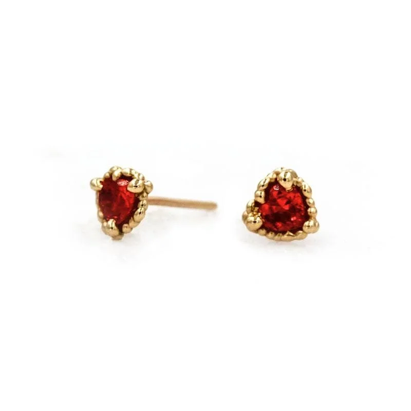 Women's mother-daughter earrings-Orange Sapphire Sweetheart Studs