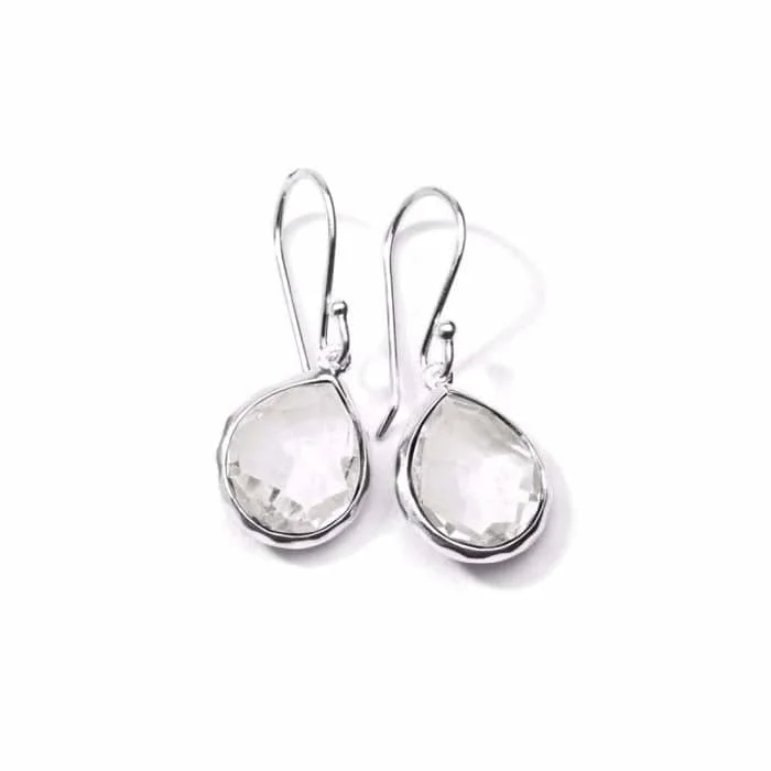 Custom women's earrings-Ippolita Rock Candy Collection Mini Teardrop Clear Quartz Earrings in Sterling Silver